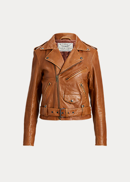 Ralph Lauren Brown Leather Biker Jacket