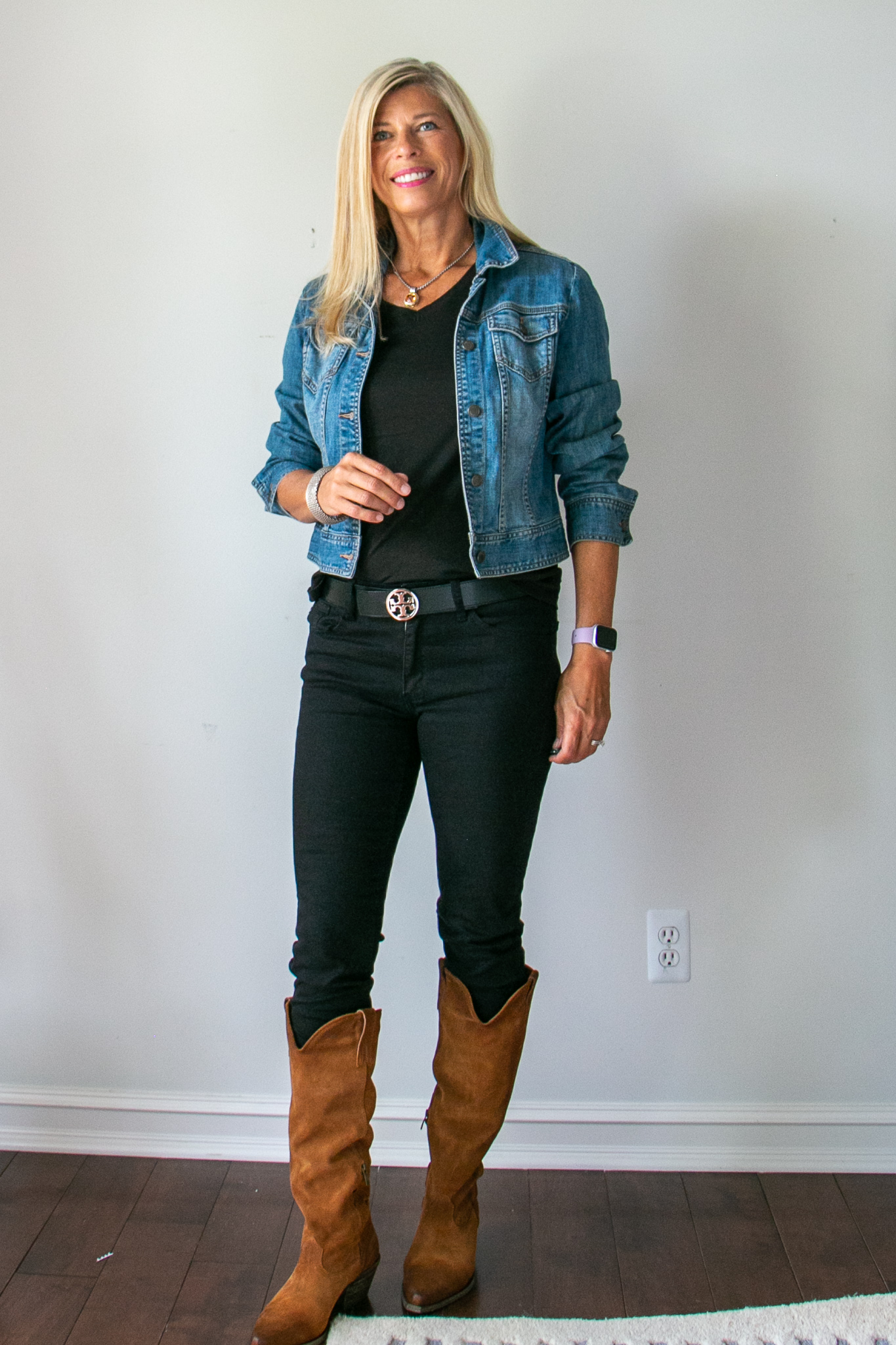Denim Jacket Outfits Skinny Jeans with Boots
