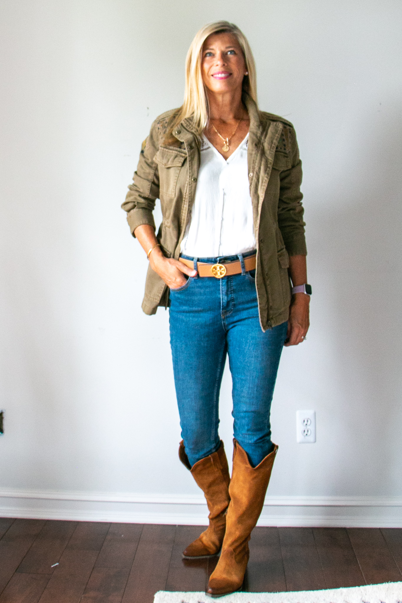 Utility Jacket with skinny jeans with boots