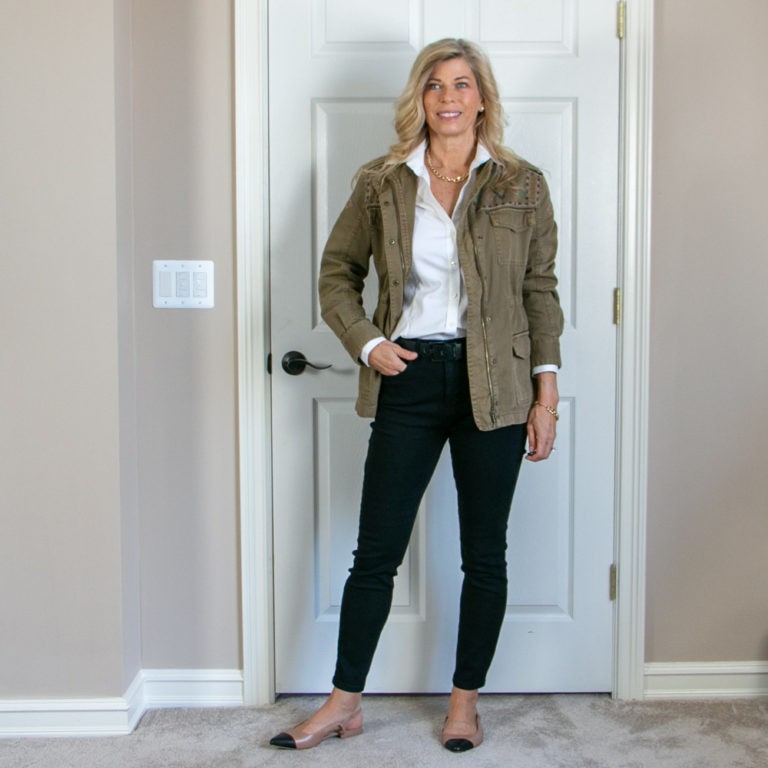 Designer Inspired Looks with Black Jeans, White Shirt | Women over 50