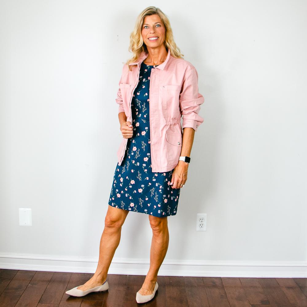 Pink Twill Jacket with Dress Outfit