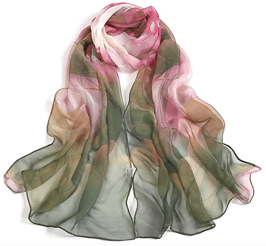 pink & green scarf to add a punch of interest to any outfit