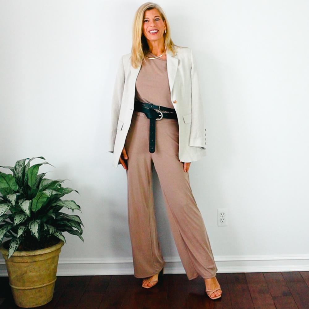 Linen Blazer with Wide Leg Pants Outfit