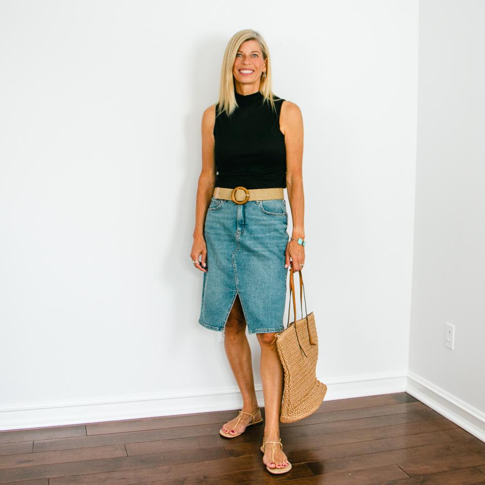Jean Skirt Outfit for Summer