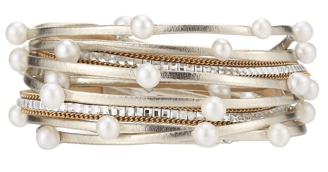 pearl, gold & silver wrap bracelet