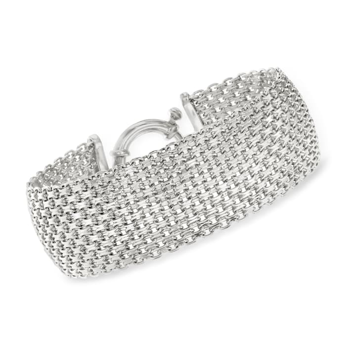 Tiffany-Like Sterling Silver Mesh Statement Bracelet