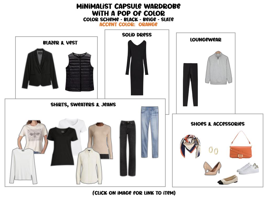 Minimalist Capsule Wardrobe with a Pop of Color
